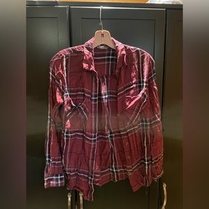 Charlotte Russe Soft Plaid Purple Navy Button down